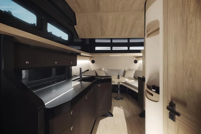 Slide: The Image of Luxurious interior of 2025 Windy SRL/SR60 yacht with modern kitchen and seating area. - 5