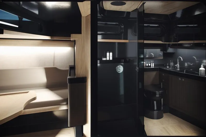Slide: The Image of Luxurious interior of 2025 Windy SRL/SR60 yacht with modern kitchen and seating area. - 8