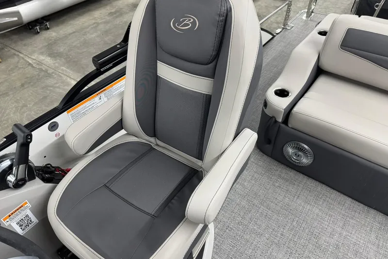 Slide: The Image of 2025 Barletta Cabrio 24UC boat interior with premium seating and modern design. - 15