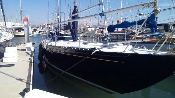 Slide: The Image of Sailboat docked at marina, Columbia Cutter 1993 model, sunny day. - 21