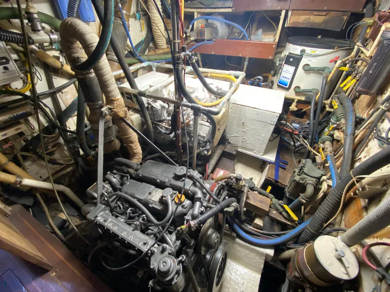 Slide: The Image of Hull identification number on 1986 Bruce Roberts 43 Ketch sailboat interior. - 43