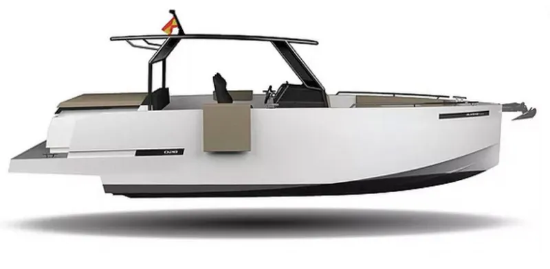 Slide: The Image of 2024 De Antonio Yachts D28 Xplorer, sleek white design, modern open deck layout. - 19