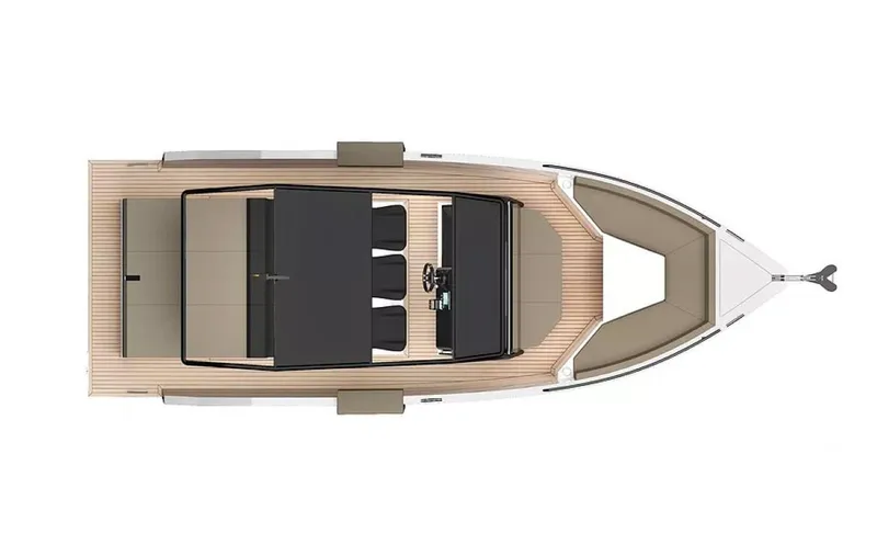 Slide: The Image of 2024 De Antonio Yachts D28 Xplorer, top view, sleek design, spacious deck layout. - 20
