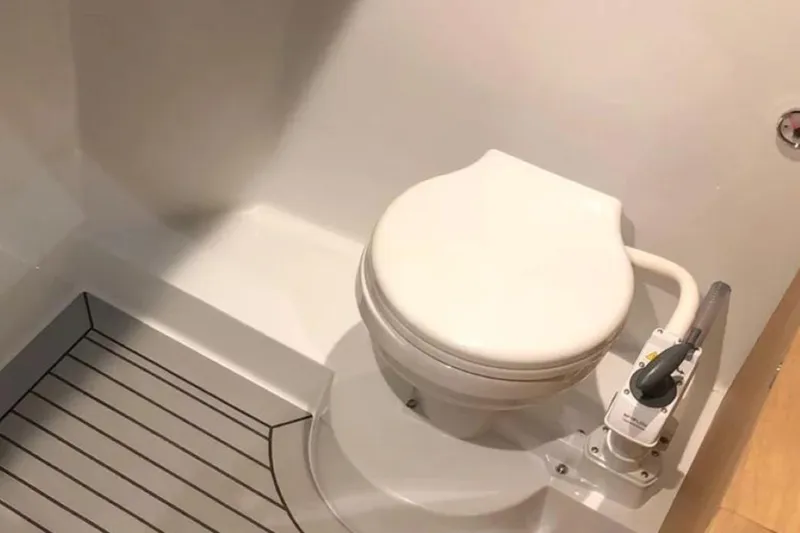 Slide: The Image of 2024 De Antonio Yachts D28 Xplorer bathroom with modern toilet design. - 8