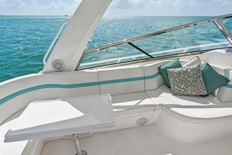 Slide: The Image of Luxurious seating area on 2018 Intrepid 475 Sport Yacht with ocean view. - 15