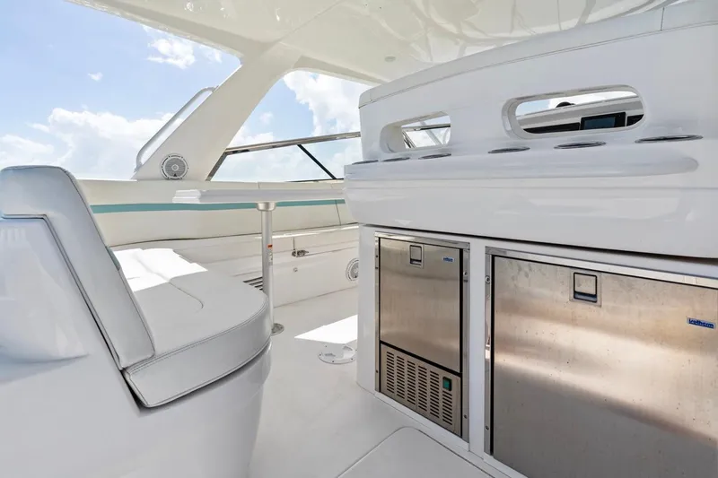 Slide: The Image of Luxurious interior of 2018 Intrepid 475 Sport Yacht with sleek seating and modern amenities. - 18