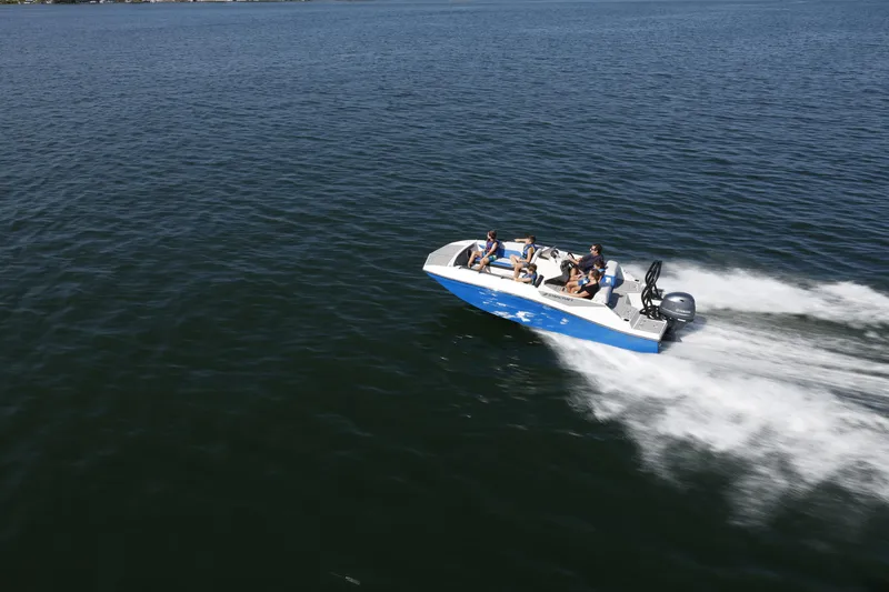 Slide: The Image of 2025 Starcraft SV 16 OB boat cruising on open water, showcasing speed and performance. - 20