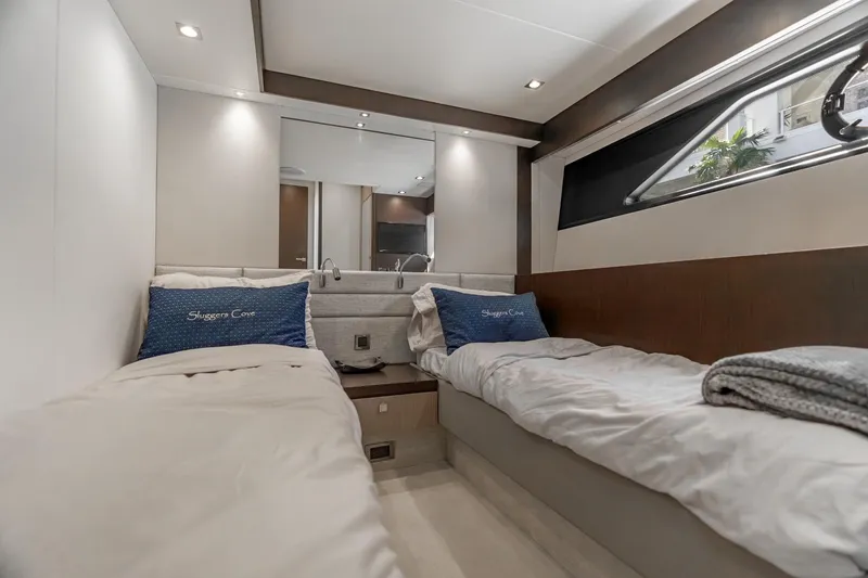 Slide: The Image of Luxurious bedroom interior of 2019 Sunseeker Manhattan 66 yacht with modern design. - 18