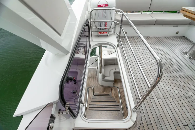 Slide: The Image of Luxurious bathroom in 2019 Sunseeker Manhattan 66 yacht with modern fixtures and elegant design. - 19