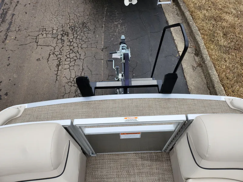 Slide: The Image of 2019 Bennington SX 22 Cruise and Fish boat on trailer, viewed from above. - 27