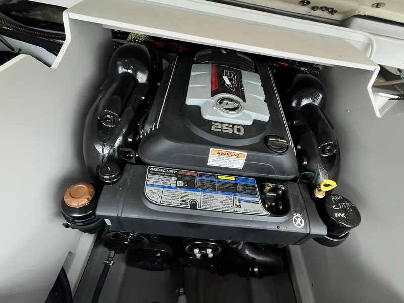Slide: The Image of 2021 Crownline 220SS boat engine, featuring a Mercury 4.5L 250 horsepower motor. - 8