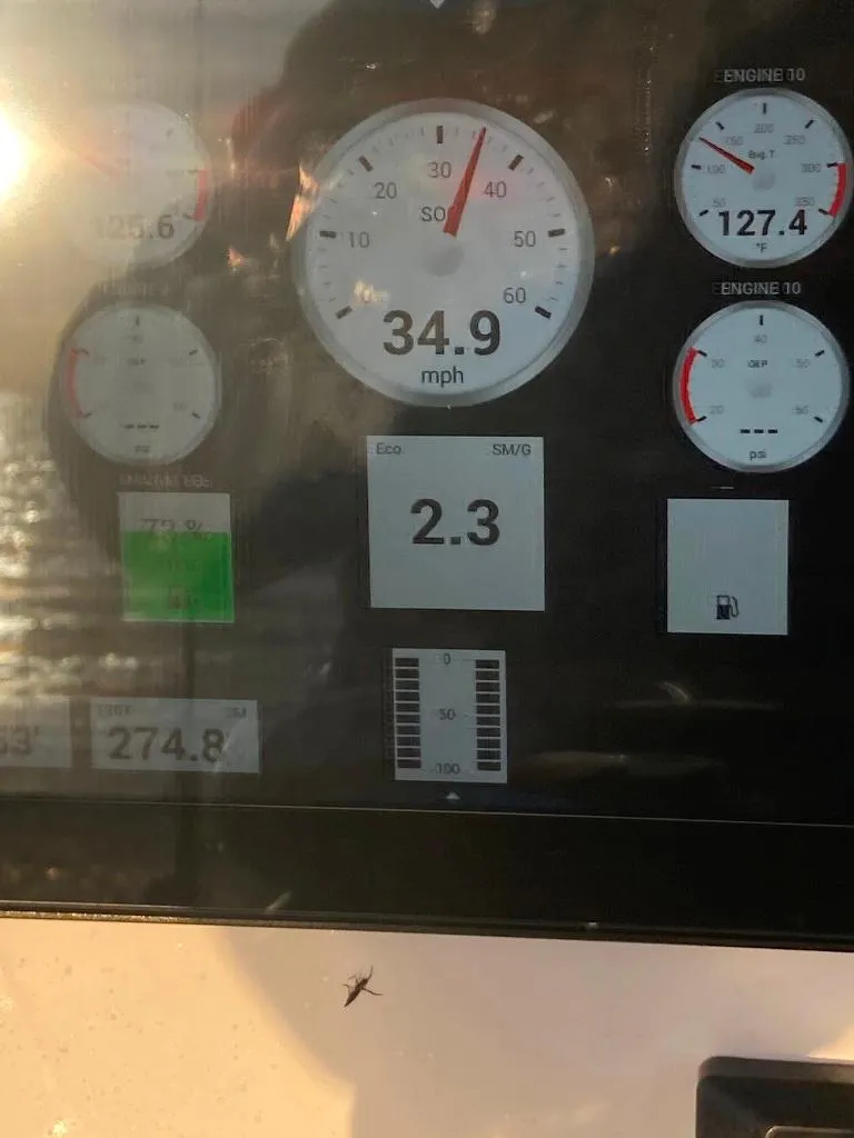 Slide: The Image of Dashboard of 2023 Prowler 25 showing speed at 34.9 mph and engine metrics. - 20