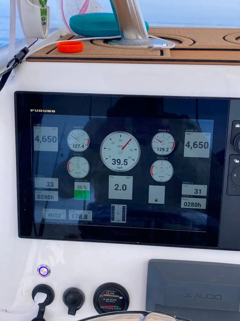 Slide: The Image of Dashboard of a 2023 Prowler 25 boat displaying various navigational metrics. - 21