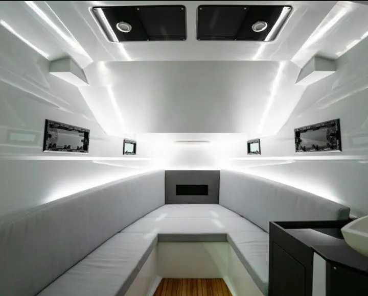 Slide: The Image of 2024 Pirelli 42 OB interior with modern seating and ambient lighting. - 7