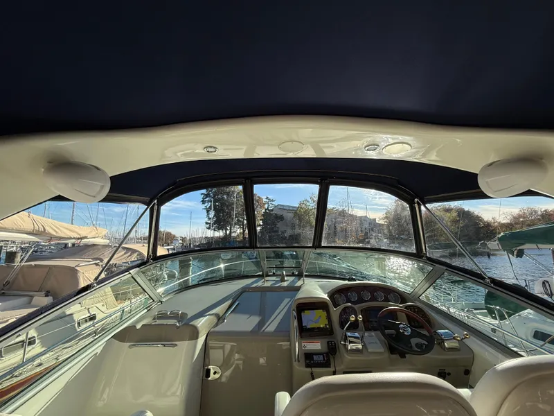 Slide: The Image of Interior view of 2007 Sea Ray 340 Sundancer yacht cockpit with navigation equipment. - 16