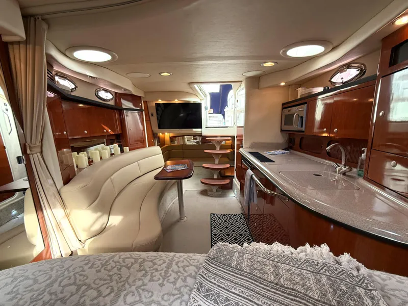 Slide: The Image of Luxurious interior of 2007 Sea Ray 340 Sundancer yacht with modern amenities and elegant design. - 2