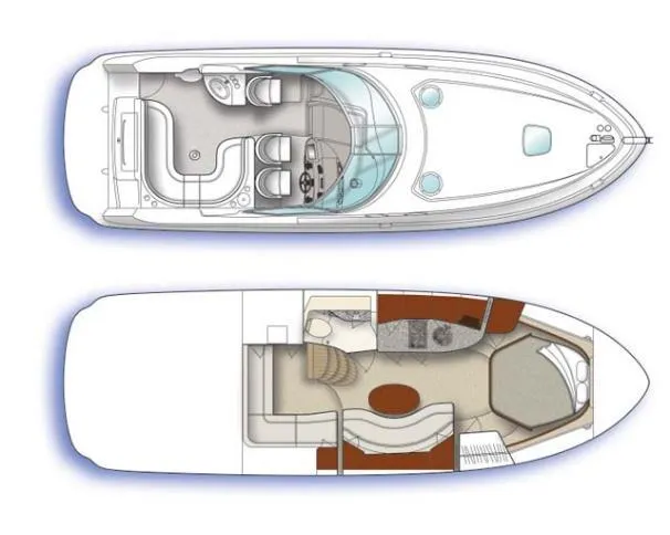 Slide: The Image of Floor plan of a 2007 Sea Ray 340 Sundancer boat, showing interior and deck layout. - 35