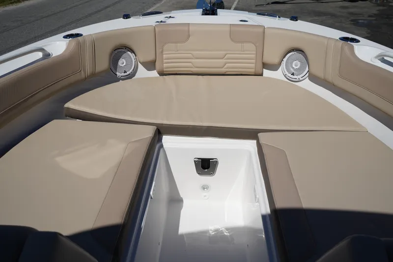 Slide: The Image of Open storage compartment on 2025 Edgewater 248 CX boat. - 40