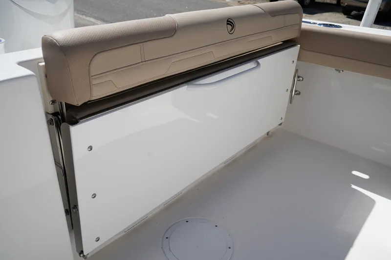 Slide: The Image of 2025 Edgewater 248 CX boat with 300 V6 4.2L engine, rear view. - 7