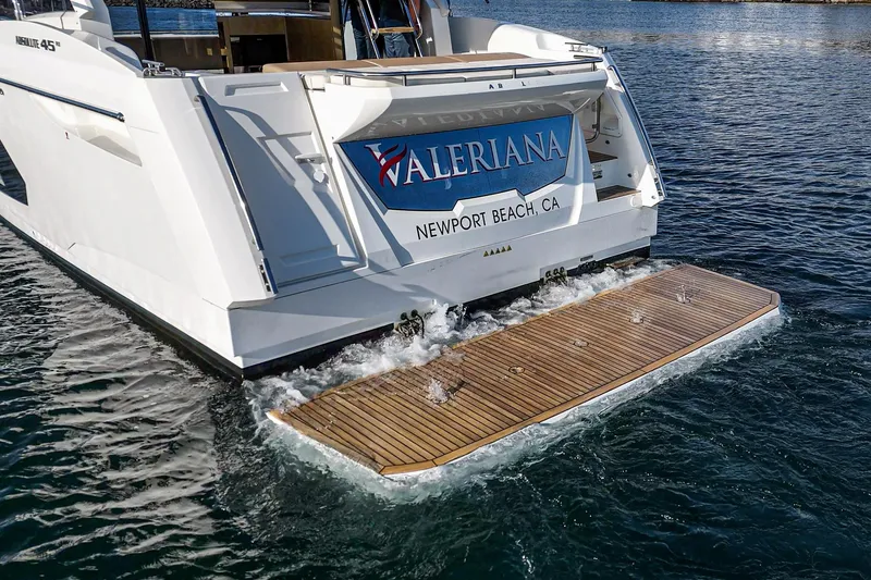 Slide: The Image of Absolute 45 FLY yacht, 2019 model, cruising in Newport Beach, CA waters. - 22