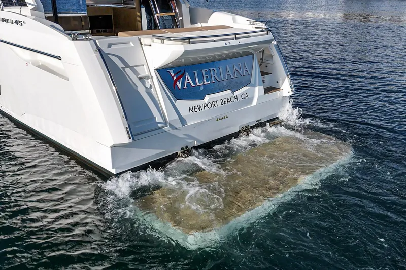 Slide: The Image of Stern view of 2019 Absolute 45 FLY yacht in water, Newport Beach, CA. - 23