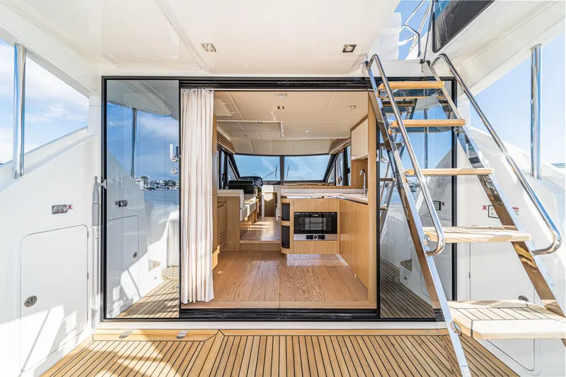 Slide: The Image of Luxurious interior of 2019 Absolute 45 FLY yacht with wooden flooring and modern design. - 35