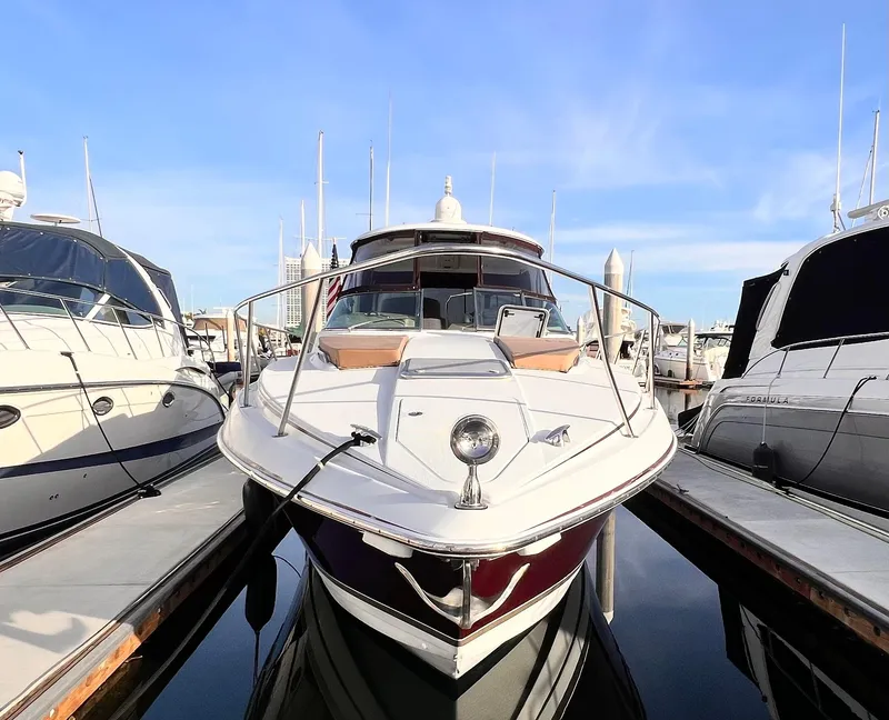 Slide: The Image of 2008 Formula 37 PC yacht docked at marina under clear blue sky. - 1