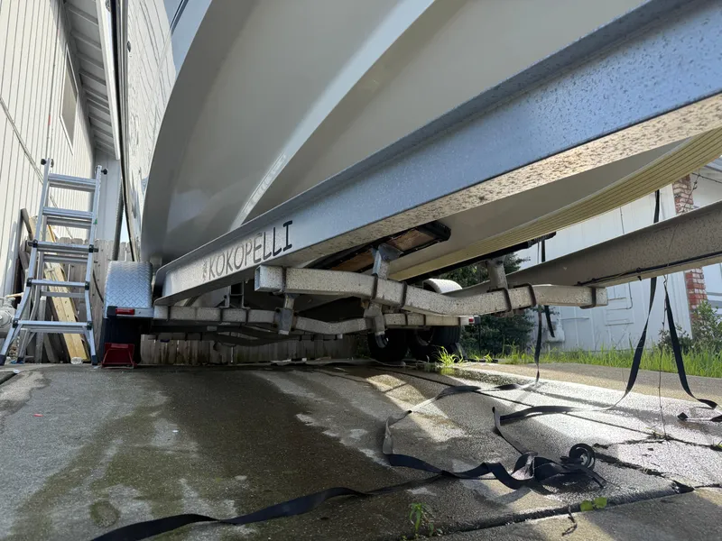 Slide: The Image of 2008 Seaswirl 2601 Walkaround I/O boat on trailer, side view, outdoors. - 19