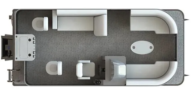 Slide: The Image of 2025 Starcraft EX20FD floor plan with seating and helm layout. - 1