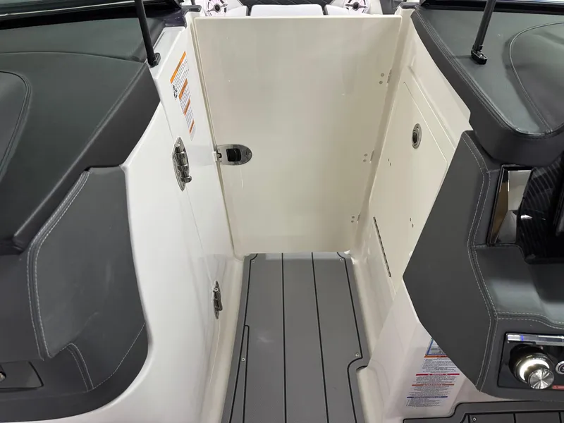 Slide: The Image of 2025 Chaparral 2870 SSX boat interior with sleek seating and modern design. - 33