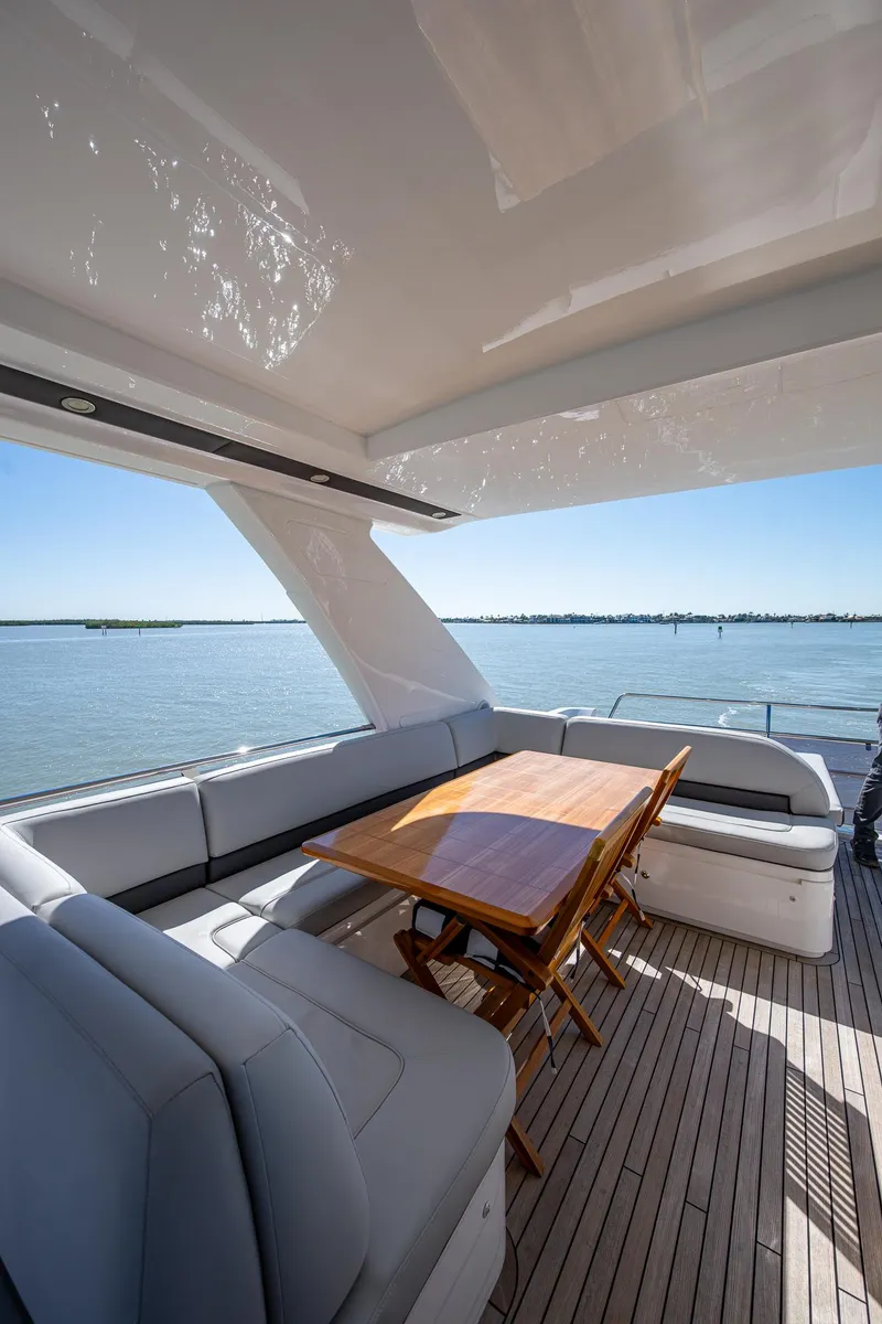 Slide: The Image of Flybridge seating area on 2016 Princess Flybridge 64 Motor Yacht with ocean view. - 31