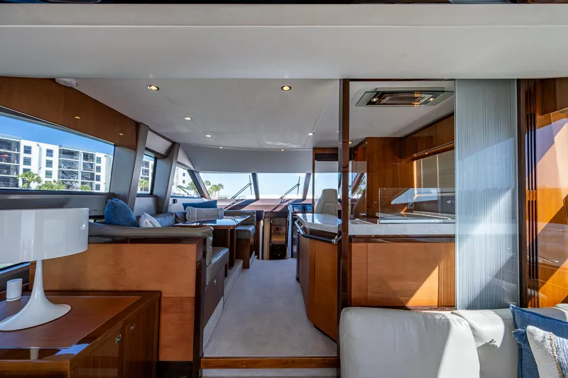 Slide: The Image of Luxurious interior of 2016 Princess Flybridge 64 Motor Yacht with modern furnishings. - 47