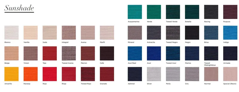 Slide: The Image of Color swatches for Fiat 500 Classic 2025 sunshade options, featuring diverse shades and textures. - 38