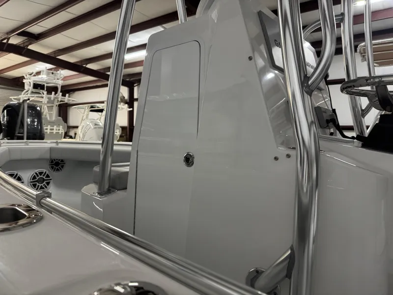 Slide: The Image of 2025 Contender 25 Tournament boat interior with sleek design and stainless steel features. - 10