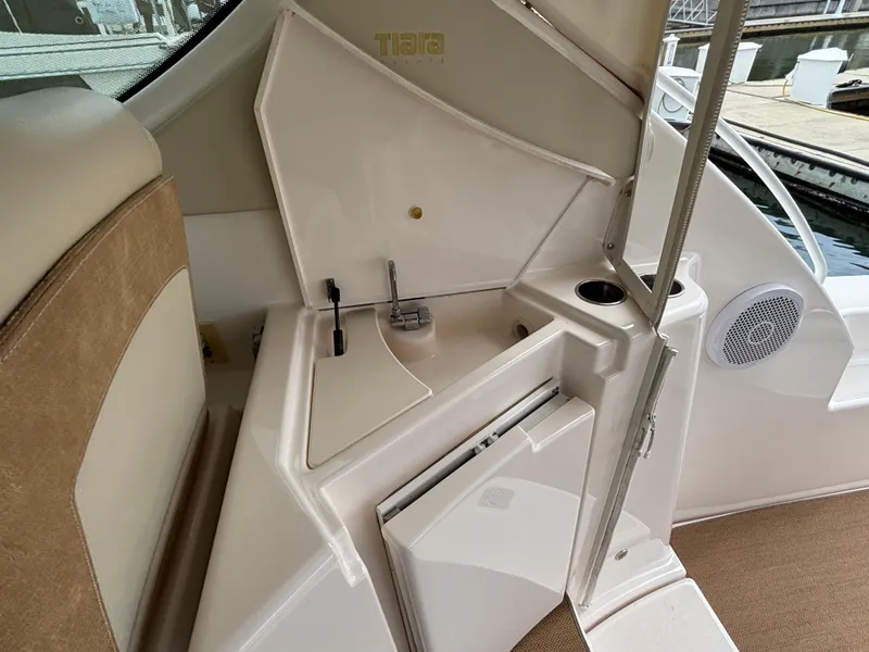 Slide: The Image of 2008 Tiara Yachts 3900 Sovran interior with sink and storage area. - 13