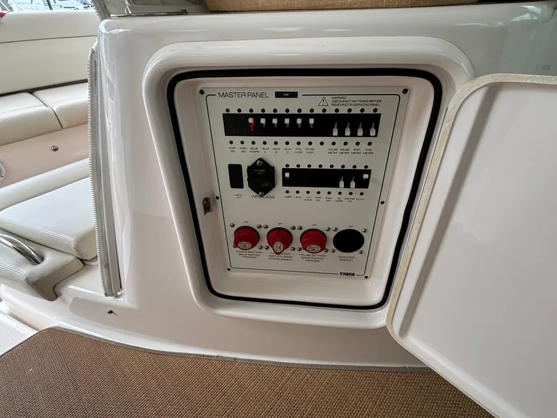 Slide: The Image of Electrical control panel on a 2008 Tiara Yachts 3900 Sovran boat. - 15