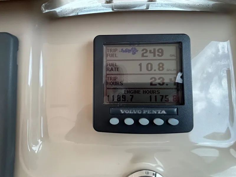 Slide: The Image of Volvo Penta display on 2008 Tiara Yachts 3900 Sovran showing fuel and engine data. - 17