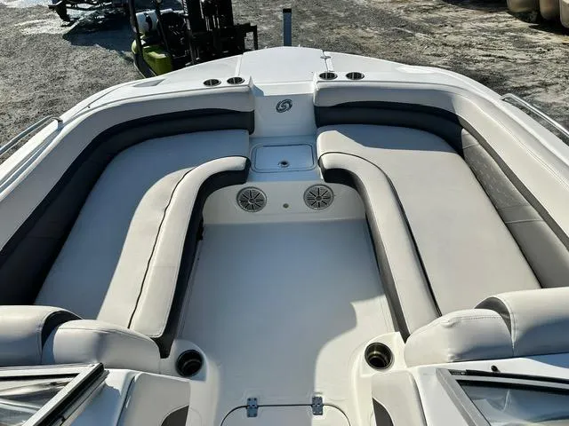 Slide: The Image of 2018 Godfrey Hurricane 217SD boat interior with spacious seating and cup holders. - 11