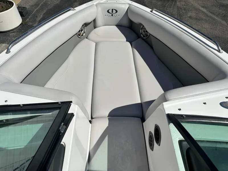 Slide: The Image of 2008 Supra Launch 24 SSV GG Edition boat interior with white seating. - 10