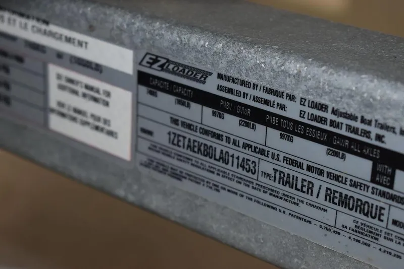 Slide: The Image of Label on EZ Loader trailer for 2018 Mercury 460 Ocean Runner Rib Inflatable. - 29