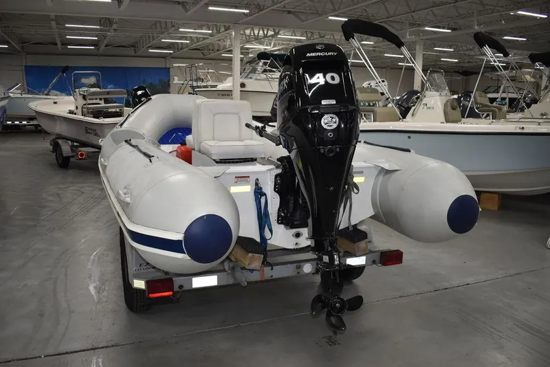 Slide: The Image of 2018 Mercury 460 Ocean Runner Rib Inflatable boat with 140 HP engine in showroom. - 5