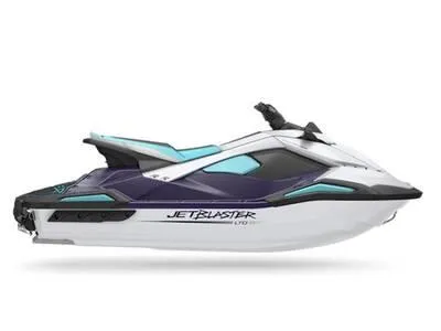 The Image of 2025 Yamaha WaveRunner JetBlaster LTD, sleek design, white and blue color scheme. - 1