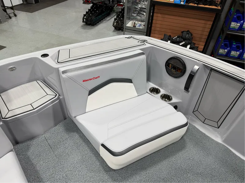 Slide: The Image of 2025 MasterCraft ProStar interior with sleek seating and modern design. - 25