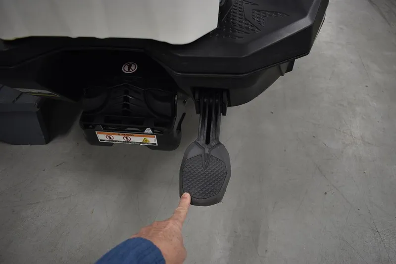 Slide: The Image of 2022 Sea-Doo Spark® 3-up Rotax® 900 ACE™ rear step detail with safety warnings. - 27
