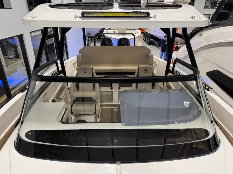 Slide: The Image of 2025 Navan S30 boat interior with modern seating and sleek design. - 44