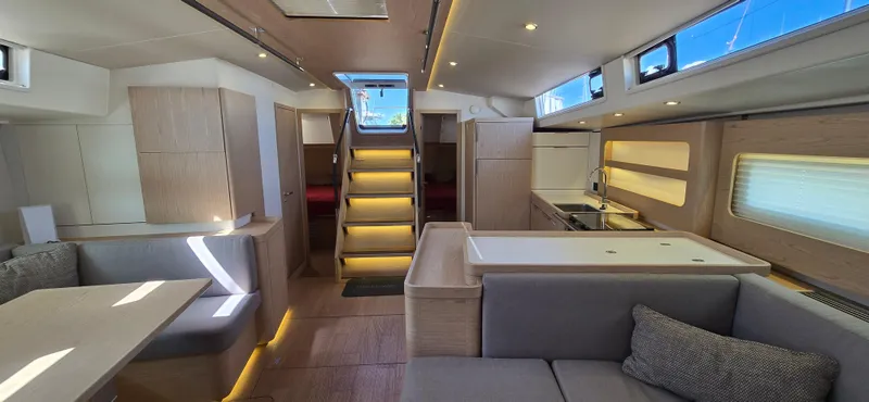 Slide: The Image of Luxurious interior of 2021 Beneteau Oceanis Yacht 54 with modern design and ample natural light. - 19