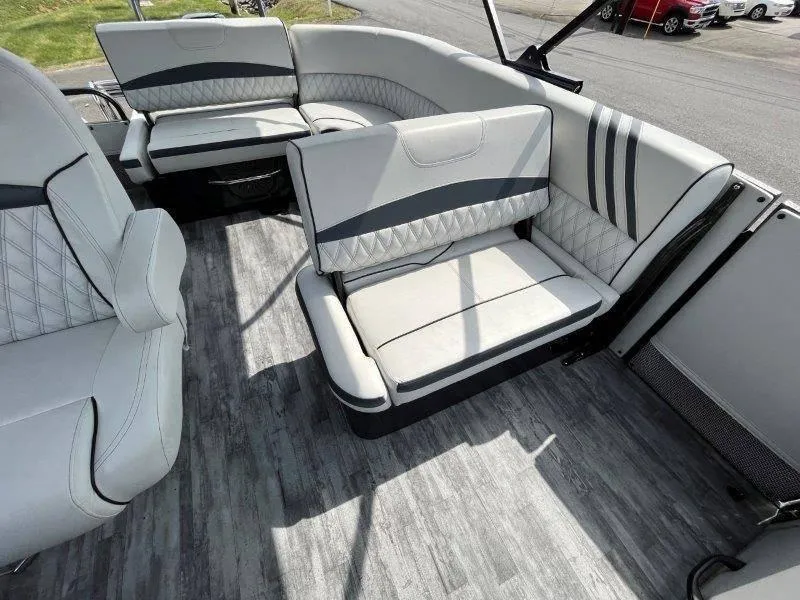 Slide: The Image of Interior of 2018 Crest Savannah 250 NX-L pontoon boat with stylish seating. - 37