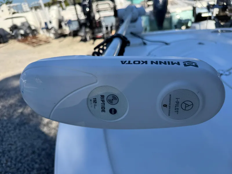 Slide: The Image of Minn Kota Riptide trolling motor on 2020 Tidewater 2500 Carolina Bay boat. - 25