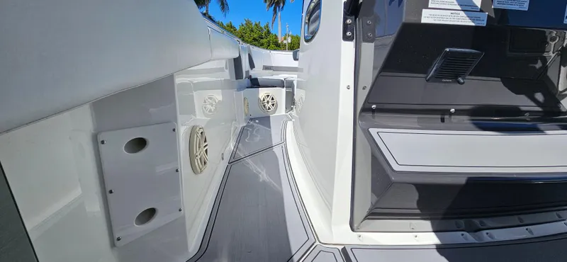 Slide: The Image of 2020 Blackfin 272 CC boat interior with sleek design and modern features. - 22