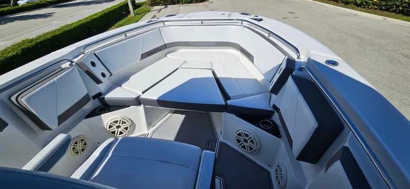 Slide: The Image of 2020 Blackfin 272 CC boat interior with spacious seating and modern design. - 8